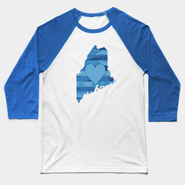 Maine Heart Baseball T-Shirt by Dale Preston Design